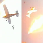 Video Menegangkan Penerjun Payung Melompat Setelah Dua Pesawat Bertabrakan di Udara