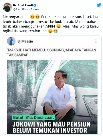 Jokowi Kelihatan Seperti Nelangsa Soal Investor IKN, Rizal Ramli: Mas, Wong Kalau Ngibul itu yang Terukur Lah 