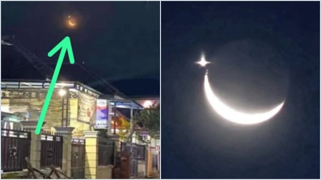 SubhanaAllah! Bulan dan Bintang di Langit Malam Ke-2 Ramadhan Seakan Membentuk Formasi